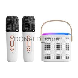 Haut-parleurs portables Y1 Machine de karaoké Portable Bluetooth 5.3 haut-parleur 2 Microphones sans fil LED musique rythme lumière maison famille Machine de chant J240117