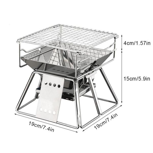 Barbecue portable en acier inoxydable Grill antiadhésif Surface pliante Barbecue Grill Camping en plein air Outil de pique-nique Cuisine, Bar à manger 210724