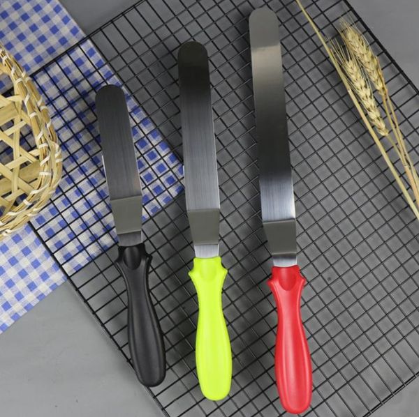 Espátula de pastel de acero inoxidable portátil Herramientas para hornear Mantequilla Crema Glaseado Cuchillo para glaseado Espátula compensada Cocina más suave Pasteles Decoración SN4317