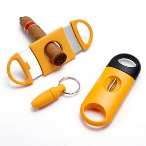 Portable en acier inoxydable Cutter de cigaret Black Jaune Yellow Metal Tabac Tobac Tabagisme avec accessoires pour fumer pour un cigare plus léger