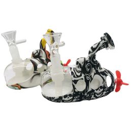 Tuyau d'eau en silicone sous-marin portable narguilés bols de bong en verre glisser narguilé 14mm taille de joint mâle tuyaux à main pour fumer