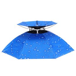 Portable Sun Rain Umbrella Chapeau pliable extérieur Sunshade étanche Camping Camping Fishing Golf Jardinage Headwear Cap Planche Chapeaux Hands Hands Free Free Umbrelas W0195