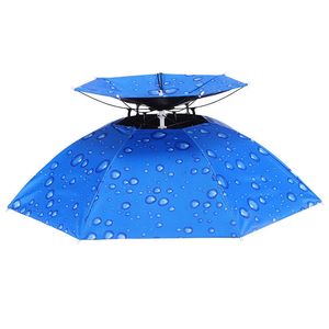 Draagbare zon regen paraplu hoed opvouwbare outdoor sunshade waterdichte camping visserijgolf tuinieren hoofddeksel pet strandhoedhoedjes handsvrije paraplu's hw0195