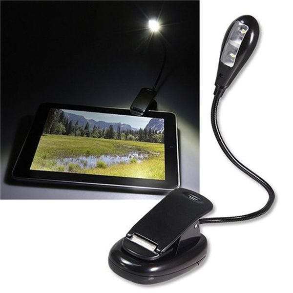 Portable Gadget Super Bright 2 LEDs Livre Lumière Double LED Flexible Clip-On Lampe de Lecture Pour E-Readers Livres sur Lit DHL FEDEX EMS LIVRAISON GRATUITE