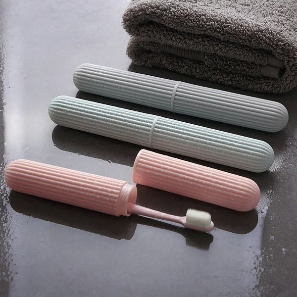 Caja de dientes de dientes portátil Cajas de almacenamiento de plástico Simples Rayas de recorrido de lavado