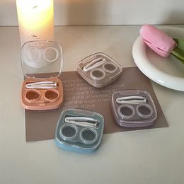 Boîte de cas de contact transparent transparent Femme Femme Contact en plastique Case Clear Eyewear Container Travel Accessoires
