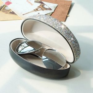 Portable Travel Bling Crystals Decor Zonnebril Hard Case Eyes Glazen opslag Organisator Box 240327