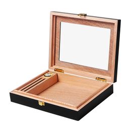 Draagbare Reizen Cederhout Sigaar Humidor Box Sigaren Storage Case W/Luchtbevochtiger Hygrometer Sigaar Accessoires Cadeau voor Vader
