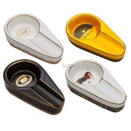 Draagbare reizen keramische sigaren asbak geel Cohiba sigaar accessoires HKD230808