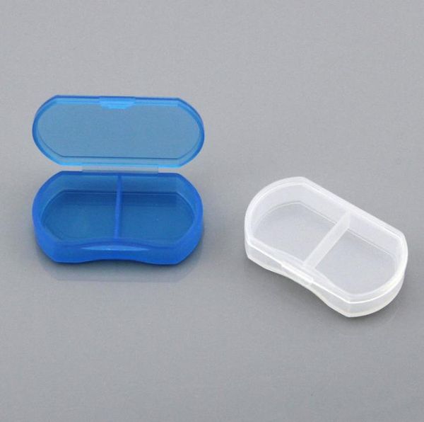 Portable Travel Mini Plastic Pastillero Box Medicine Case 2 Compartimentos Jewelry Bead Parts Organizador Cajas de almacenamiento SN2668