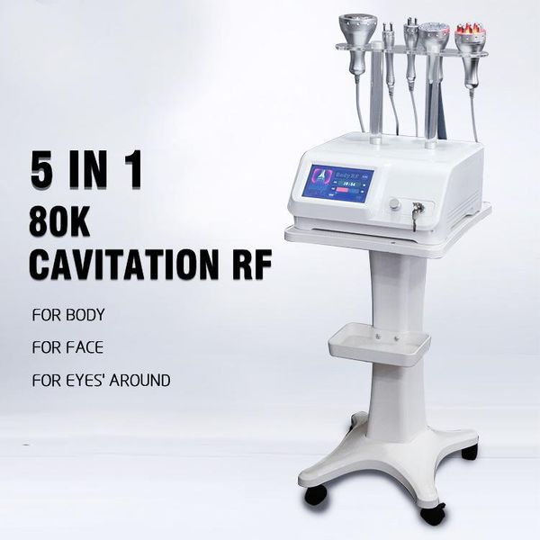 Cavitación ultrasónica portátil Máquina de masaje para adelgazar Lipo láser Reducción de peso RF Piel de apretamiento de la piel Equipo de belleza 5 cabezas