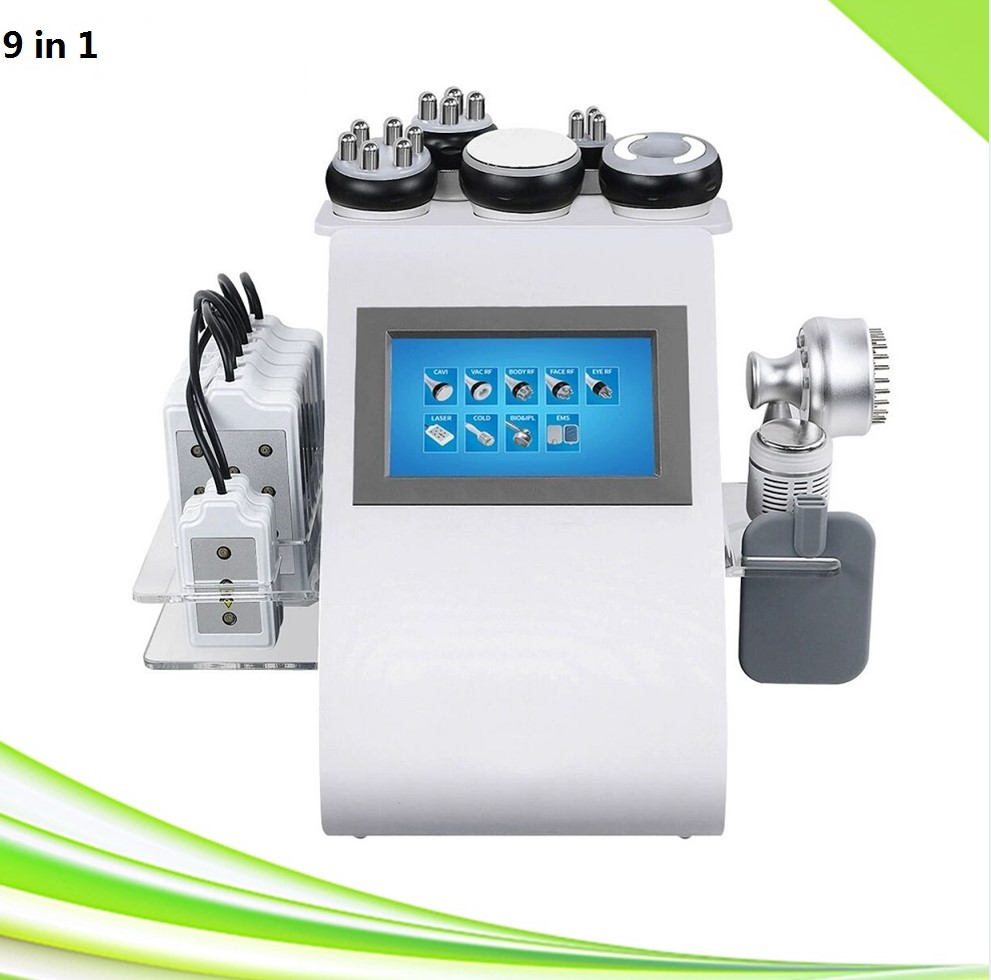 Máquina de emagrecimento portátil de cavitação ultrassônica RF 9 em 1 lipolaser queima de gordura EMS Arm Shaper Máquina de massagem corporal RF Máquina