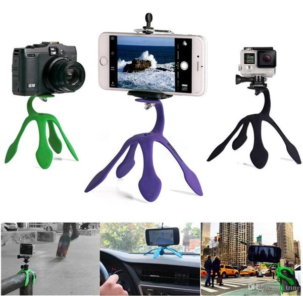 Portable universel Flexible Gecko Mini trépied support de voiture multi fonction téléphone support de caméra support d'araignée de poulpe pour tous les téléphones et 3762066