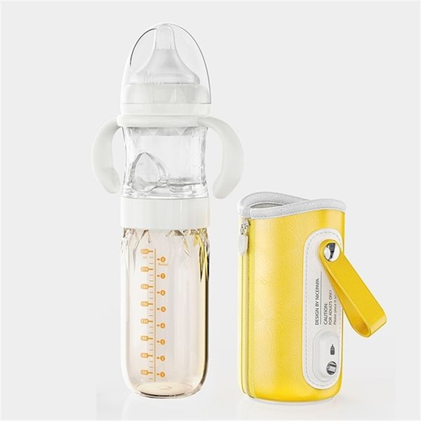 Portable usb charge bébé chauffe-biberon 3 en 1 PPSU matériau chauffe-biberon 240 ml infantile eau lait chauffe-biberon ensemble pour borns 220920