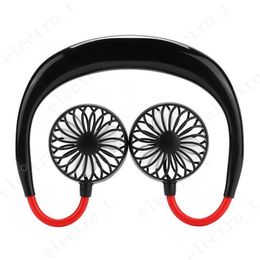 Portable USB -fan Mini -fans Oplaadbare nekband Lazy Neck Dual Coaling Mini Sport 360 graden Roterend hangend