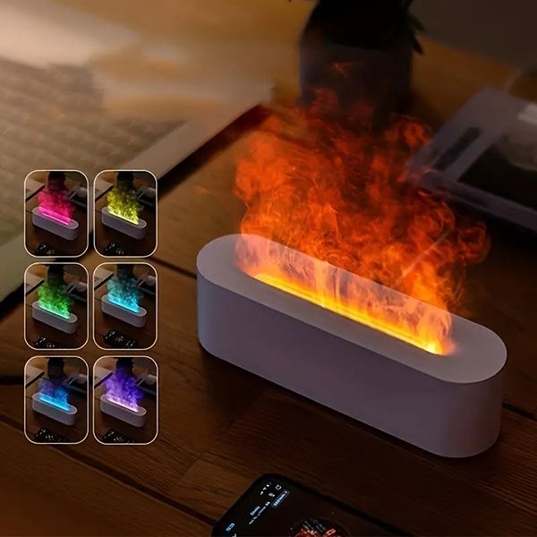 Machine portative de parfum de diffuseur de parfum de flamme d'USB 5.07oz humidificateur de flamme de sept couleurs, humidificateur d'air Mini Air H2o de bureau à domicile