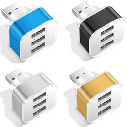 Adaptateur d'extension de hub USB portable 3 ports 5W Mini répartiteur de ports USB 2.0 Hub QuickCharger Socket Adaptateur mural de charge uniquement avec indicateur LED