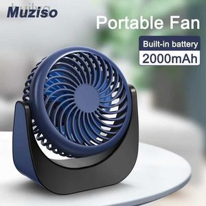 Portable USB Muziso Mini Fan Small Electric Desk Oplaadable Blower 240316 Mobiele fans stillere camping DCRL's
