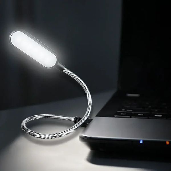 Portable USB Reading Night lampe Mini 6 LED Livre Whitewarm Color Table Bureau pour ordinateur portable Banque d'alimentation ordinateur PC Computer 240508