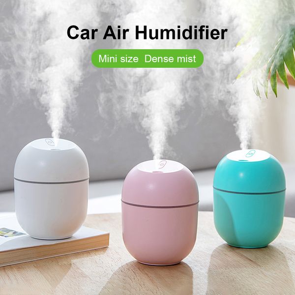 Humidificador de aire ultrasónico USB portátil, difusor de aceites esenciales, purificador de Aroma para coche, generador de niebla de aniones con lámpara LED, luz romántica