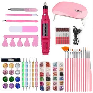 Portable UV Lámina UV LED Seco Dry Nail Tool Tool Tool Tool, juego de arte de uñas práctico, taladro de uñas eléctrico con luz de uñas LED UV, herramientas de uñas acrílicas de arte 3D 3D