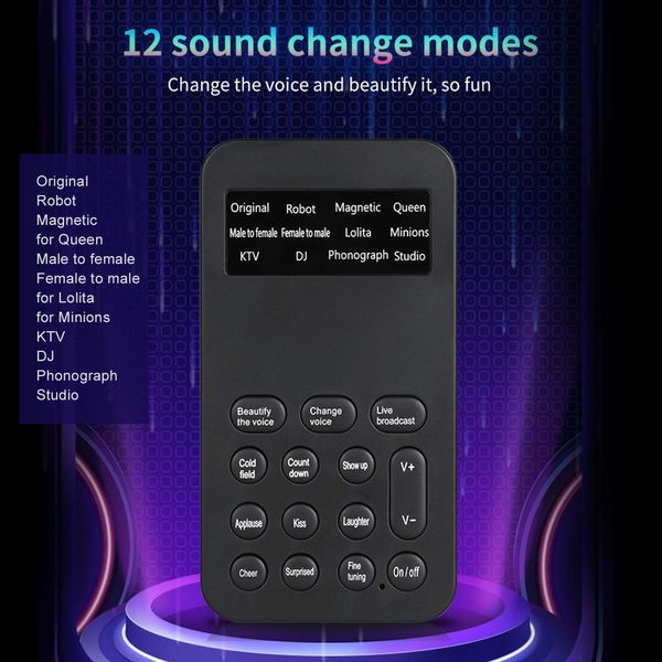 Changeur de voix portable, changeur de voix pour microphone portable avec son, machine à effets multifonctions, déguiseur de voix, mini changeur de voix