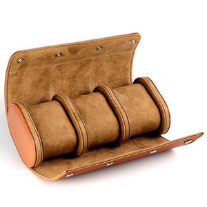 Estuche de viaje para reloj portátil, caja de reloj de cuero PU con almohada extraíble, rollo de almacenamiento, organizador, caja de regalo para reloj 240104