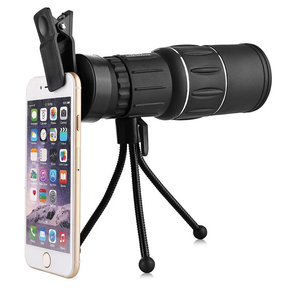 Télescope monoculaire portable résistant à l'eau 16 x 52 mm avec clip pour téléphone portable