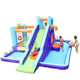 Glissement d'eau portable pour la piscine gonflable à chutes d'eau Park Bounce House Castle Party House Splashing Pool Boule pour les enfants Balle arrière Ball Shooting Climing saut