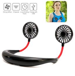 Ventilateur de sport portable portable Hands Personnels Mini USB Fan rechargeable Double refroidissement Réglage 360 degrés Tête Lazy Neck Hangin5402303