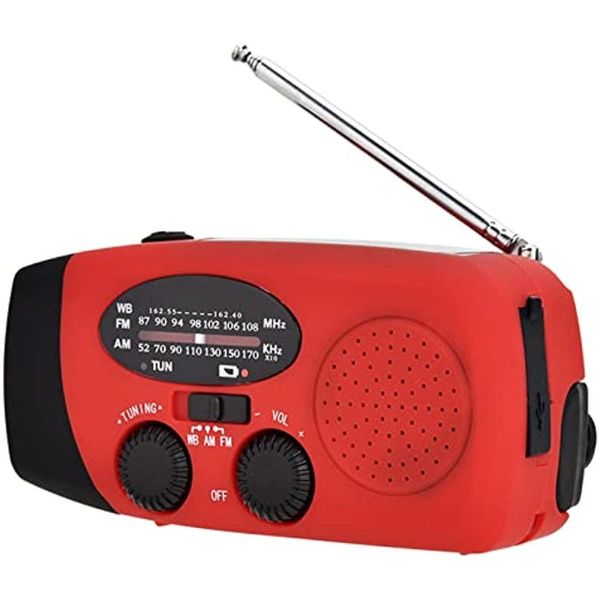 Radio météo portable, lampe de secours à énergie solaire, lampe de lecture, multifonction, manivelle, Radio portative pour extérieur/intérieur