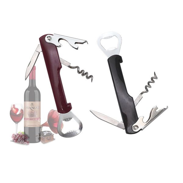 Ouvre-bouchon de bouteille de vin Portable Tire-bouchon en métal en acier inoxydable avec poignée en plastique Ouvre-bouteille de bière de vin LX4927