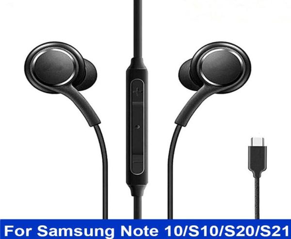 Casque filaire portable pour Samsung Note 10 S10 S20 Plus S21 ultra écouteurs type C écouteurs écouteurs stéréo avec Mic1697836