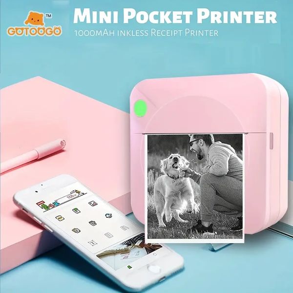 Imprimante photo thermique portable sans fil BT - Impression sans encre pour téléphones mobiles iOS Android, parfaite pour les cadeaux, les étiquettes de notes d'étude !