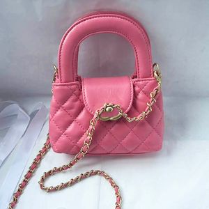 Mini bolso cruzado portátil para mujer, bolso de diseñador de cuero acolchado con entramado de diamantes, bolso de mano de noche con cierres clásicos, bolso de lujo con herrajes dorados, monedero, maleta de 14CM