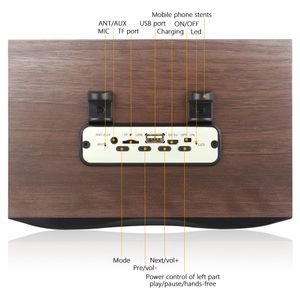 Freeshipping Portable En Bois Sans Fil Haut-Parleur Subwoofer Stéréo Haut-parleurs Bluetooth Radio FM Bureau caixa de som pour Android