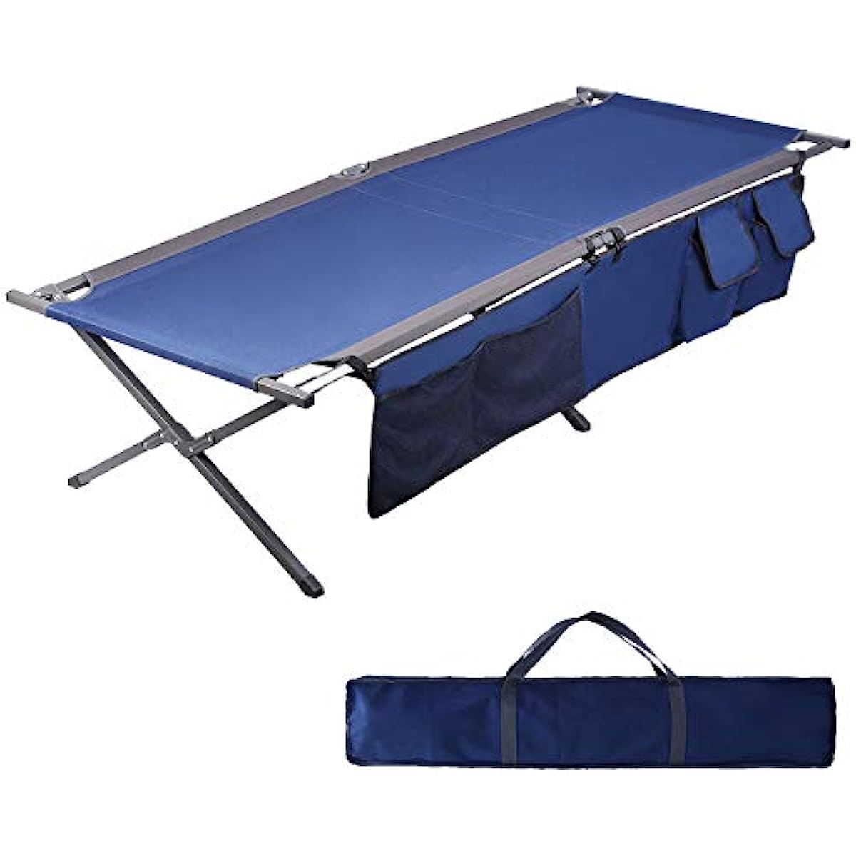PORTAL Folding Portable Camping Cot 83 XL Pack-Away Tent Sleeping Cot Bed with Side Pockets Carry Bag and Side Pockets Included