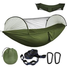 Portaledges dubbele camping hangmat met muggen netto pop -up draagbare ultralight nylon parachute hangmatten boombanden 231212