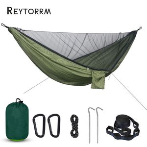 Portaledges Hamac moustiquaire double personne léger facile à installer 290 x 140 cm avec 2 sangles d'arbre Hamac portable pour camping, voyage, cour 230619