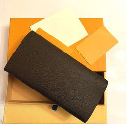 Portefeuille Sarah Wallet. Hoge kwaliteit vrouwen mode envelop-stijl lange portemonnee tassen kaarthouder case iconische bruin waterdichte canvas M60531 sac avond tassen # 545