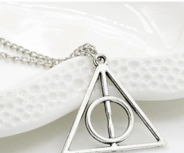 Collier Porter, pendentif circulaire Triangle des reliques de la mort Luna, chaîne de pull collier rétro 60 pièces/lot W662