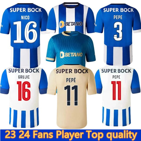 Portos 2023 2024 Fc camisetas de fútbol Kit para niños Fútbol Dragon Fans Player Versión 23 24 Local Visitante 3er Aniversario Campeoes Pepe Soccer Jersey Kit Manga corta