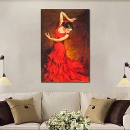 Portrait Art Figure peintures à l'huile Flamenco danseur espagnol à la main abstraite femme toile photo pour chambre de haute qualité 227M