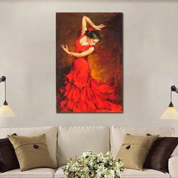 Portrait Art Figure Paintes d'huile Flamenco Danseuse espagnole à la main