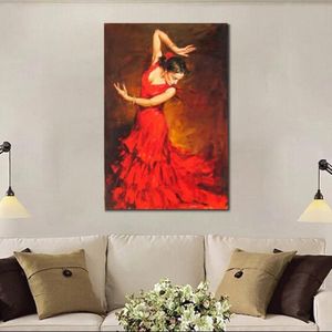 Portrait Art Figure peintures à l'huile Flamenco danseur espagnol à la main abstraite femme toile photo pour chambre de haute qualité 227M
