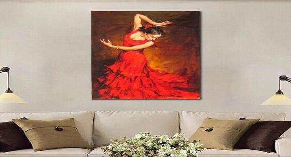 Portrait art figure peintures à l'huile Flamenco espagnol danseur à la main abstraite femme toile photo pour chambre de haute qualité1479810