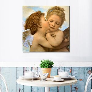 Portret Canvas Art Angels Kiss William Adolphe Bouguereau Schilderij Handgemaakte Klassieke Kunstwerk Loft Decor