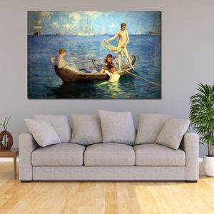 Portret canvas kunst augustus blauw Henry Scott Tuke schilderij handgemaakte impressionistische landschap artwork Home decor