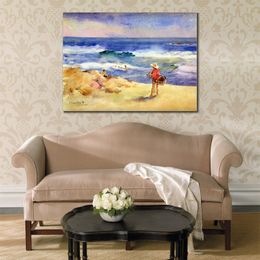 Portret canvas kunst jongen op het zand Joaquin Sorolla Y Bastida schilderij handgemaakte impressionistische landschap artwork Home decor