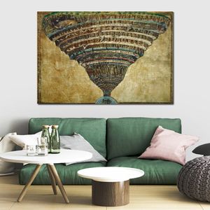 Portrait Canvas Art Chart of Hell Sandro Botticelli Painting Handmade Classical Artwork Loft Decor